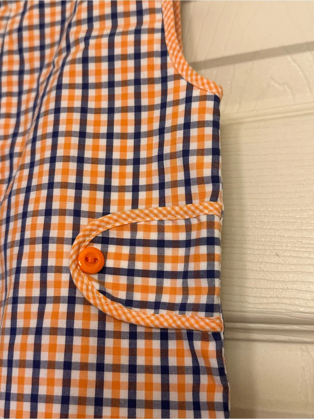 Lulu Bebe Orange & Navy Gingham Baby Romper
